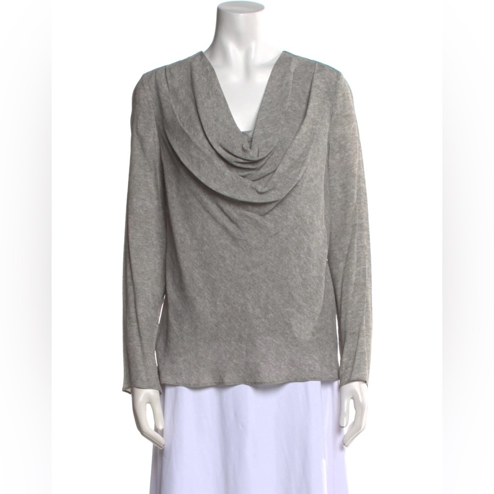 Lapointe grey long sleeve cowl neck draped blouse top size 6